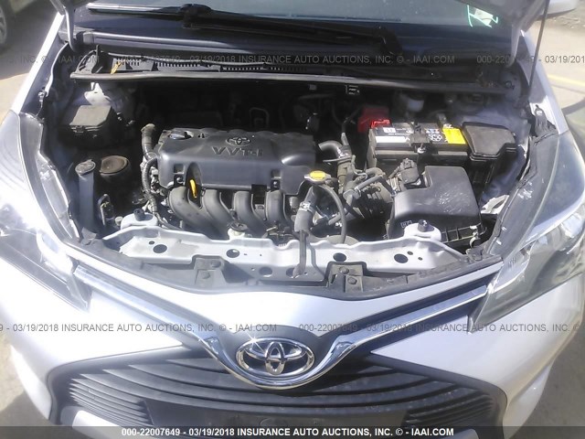 VNKKTUD34FA043732 - 2015 TOYOTA YARIS SILVER photo 10