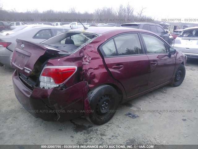 JF1GJAA61GH005195 - 2016 SUBARU IMPREZA RED photo 4