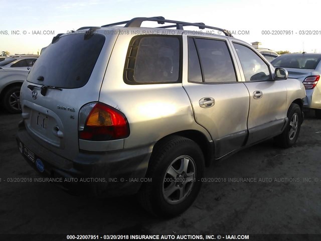 KM8SC13D32U238856 - 2002 HYUNDAI SANTA FE GLS/LX SILVER photo 4