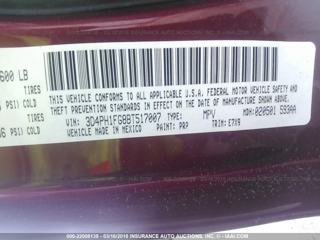 3D4PH1FG8BT517007 - 2011 DODGE JOURNEY MAINSTREET RED photo 9