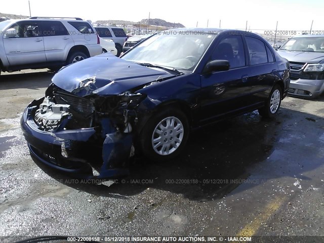 2HGES16515H597866 - 2005 HONDA CIVIC LX BLUE photo 2