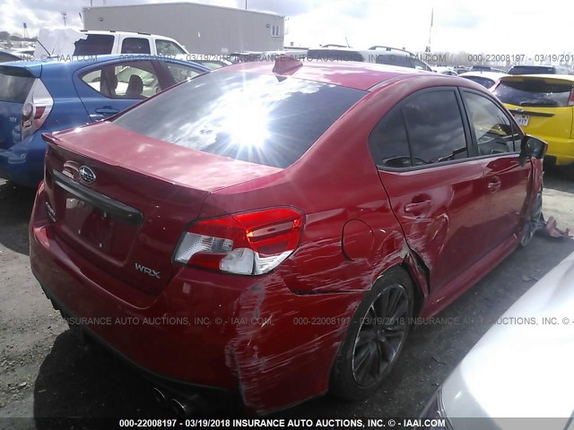 JF1VA1D64F8805443 - 2015 SUBARU WRX PREMIUM RED photo 4