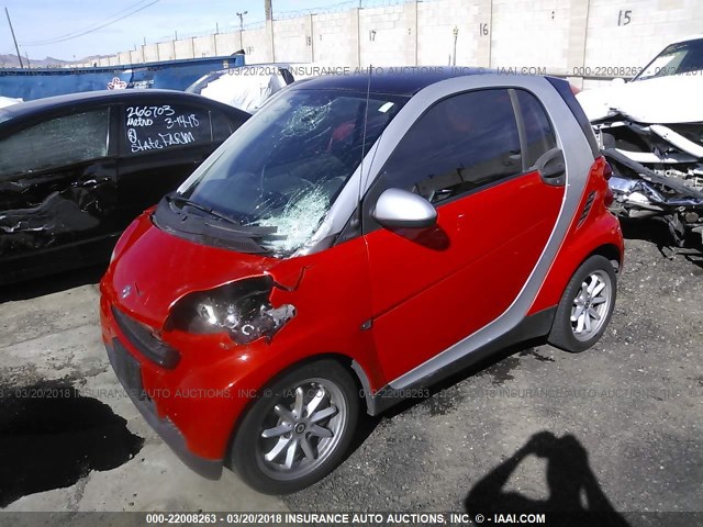 WMEEJ31X18K178386 - 2008 SMART FORTWO PURE/PASSION ORANGE photo 2