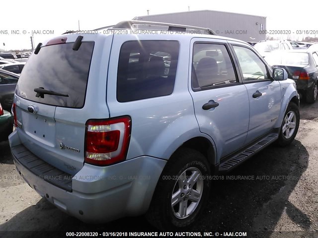 1FMCU59H18KA44009 - 2008 FORD ESCAPE HEV Light Blue photo 4