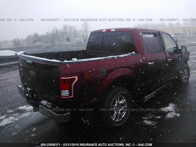 1FTEW1EG0FFA68031 - 2015 FORD F150 SUPERCREW RED photo 4