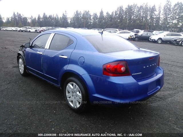 1C3CDZAG0CN327754 - 2012 DODGE AVENGER SE BLUE photo 3