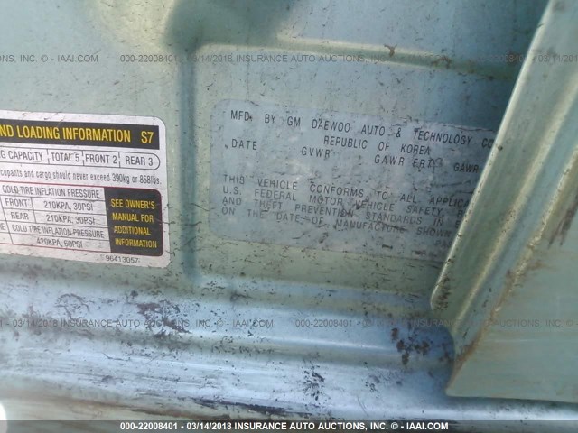 KL1TD52625B359711 - 2005 CHEVROLET AVEO LS BLUE photo 9