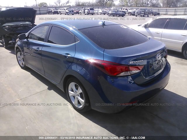 KMHDH4AE5GU564821 - 2016 HYUNDAI ELANTRA SE/SPORT/LIMITED BLUE photo 3