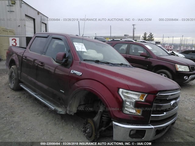 1FTEW1EG4FKD25781 - 2015 FORD F150 SUPERCREW RED photo 1