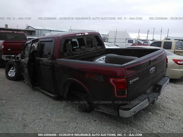 1FTEW1EG4FKD25781 - 2015 FORD F150 SUPERCREW RED photo 3