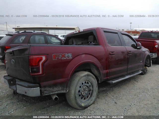 1FTEW1EG4FKD25781 - 2015 FORD F150 SUPERCREW RED photo 4