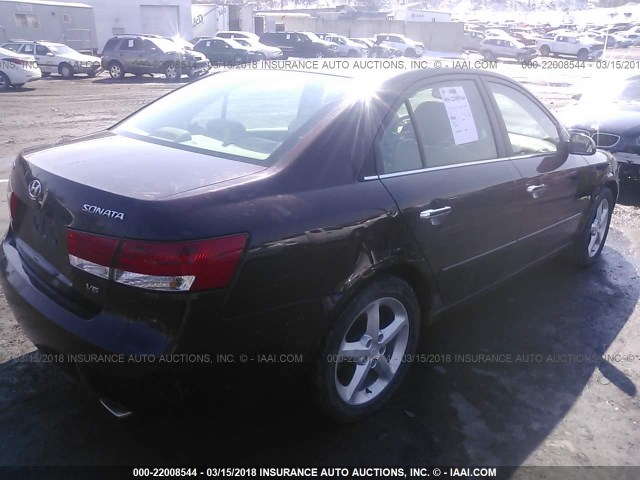 5NPEU46F86H037516 - 2006 HYUNDAI SONATA GLS/LX BURGUNDY photo 4