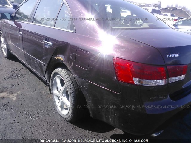 5NPEU46F86H037516 - 2006 HYUNDAI SONATA GLS/LX BURGUNDY photo 6