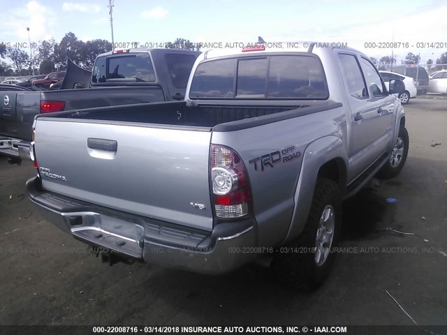 5TFLU4EN8FX129925 - 2015 TOYOTA TACOMA DOUBLE CAB/TRD PRO SILVER photo 4