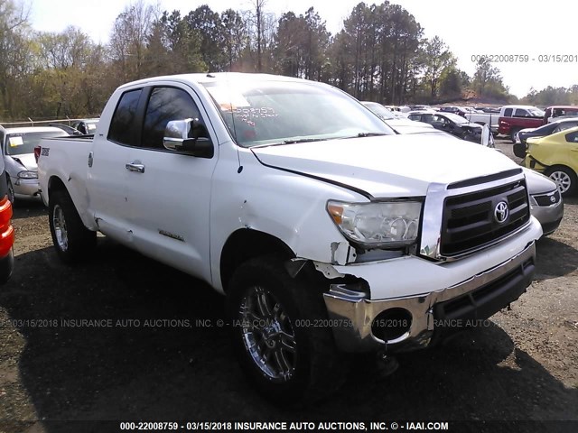 5TFRM5F14BX024563 - 2011 TOYOTA TUNDRA DOUBLE CAB SR5 WHITE photo 1
