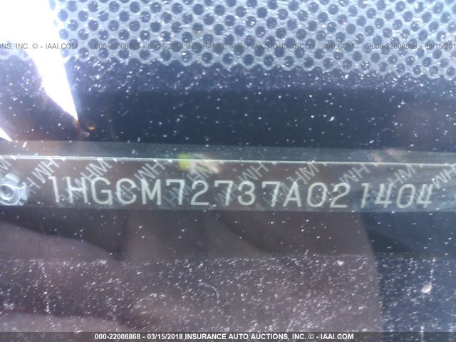 1HGCM72737A021404 - 2007 HONDA ACCORD EX BLACK photo 9