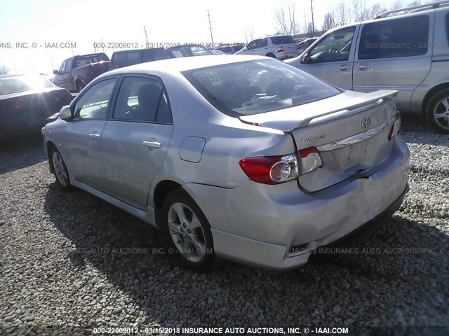 2T1BU4EE5BC615144 - 2011 TOYOTA COROLLA S/LE SILVER photo 3