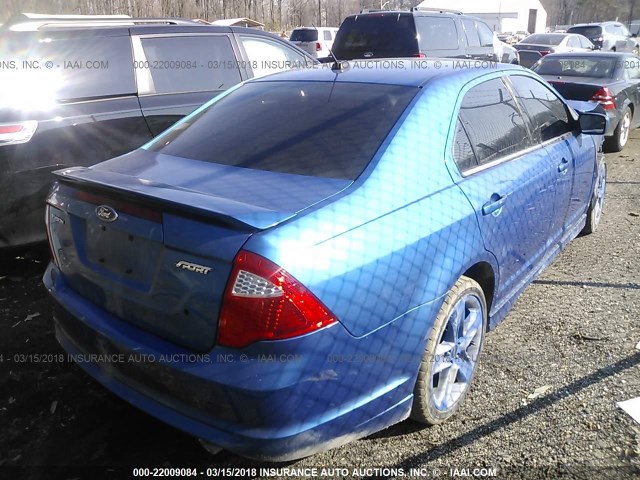 3FAHP0KC4BR158324 - 2011 FORD FUSION SPORT BLUE photo 4