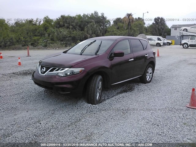 JN8AZ1MU1CW100353 - 2012 NISSAN MURANO S/SL/LE BURGUNDY photo 2