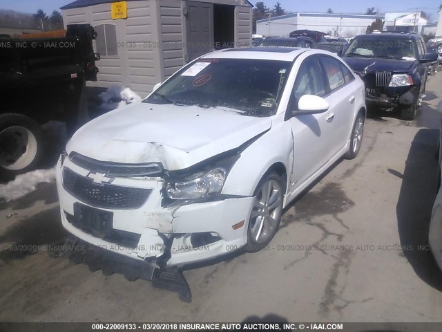 1G1PH5S90B7239440 - 2011 CHEVROLET CRUZE LTZ WHITE photo 2