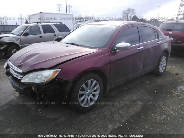 1C3CCBCG9DN598062 - 2013 CHRYSLER 200 LIMITED RED photo 2