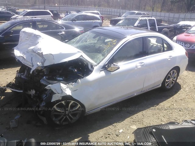 55SWF4KB8FU020018 - 2015 MERCEDES-BENZ C 300 4MATIC WHITE photo 2