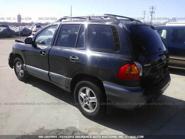 KM8SC73D42U256205 - 2002 HYUNDAI SANTA FE GLS/LX BLACK photo 3