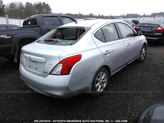 3N1CN7AP8CL909908 - 2012 NISSAN VERSA S/SV/SL SILVER photo 4