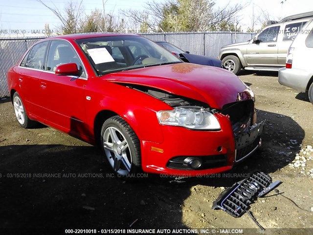 WAUAF78E08A118497 - 2008 AUDI A4 2.0T RED photo 1