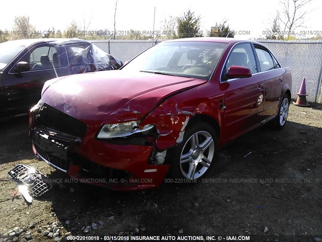 WAUAF78E08A118497 - 2008 AUDI A4 2.0T RED photo 2