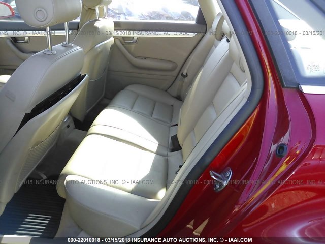 WAUAF78E08A118497 - 2008 AUDI A4 2.0T RED photo 8