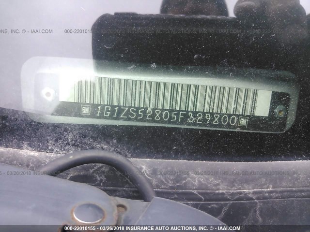 1G1ZS52805F329800 - 2005 CHEVROLET MALIBU SILVER photo 9