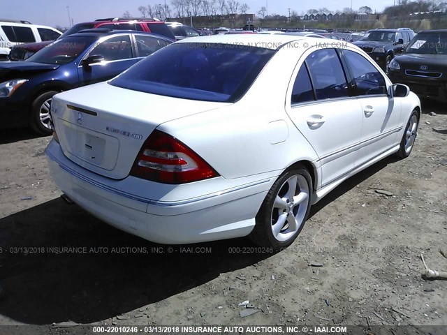 WDBRF40J75F658326 - 2005 MERCEDES-BENZ C 230K SPORT SEDAN WHITE photo 4