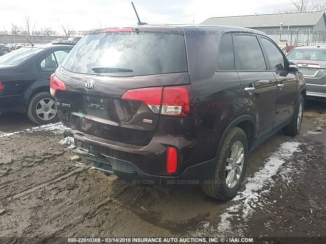 5XYKT3A62FG618914 - 2015 KIA SORENTO LX MAROON photo 4