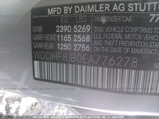 WDDHF8JB0EA776278 - 2014 MERCEDES-BENZ E 350 4MATIC SILVER photo 9