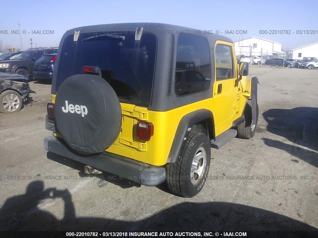 1J4FA49S91P314686 - 2001 JEEP WRANGLER / TJ SPORT YELLOW photo 4