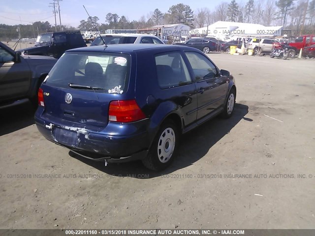 9BWBK61J824049302 - 2002 VOLKSWAGEN GOLF GL BLUE photo 4