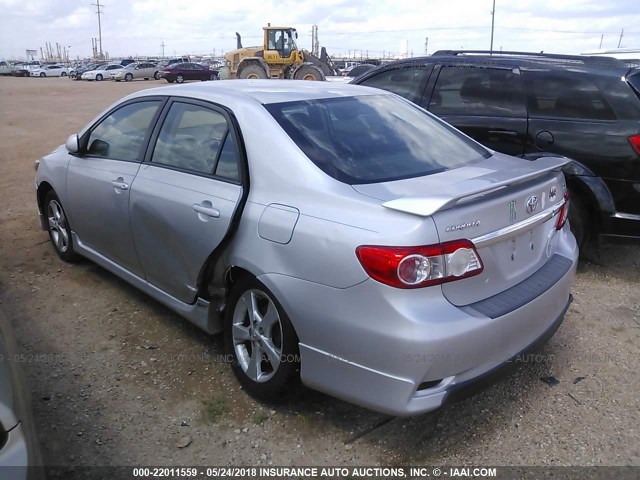 2T1BU4EE9BC744374 - 2011 TOYOTA COROLLA S/LE SILVER photo 3