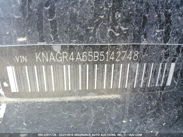 KNAGR4A65B5142748 - 2011 KIA OPTIMA SX BLACK photo 9