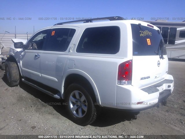 5N1BA0NDXBN615500 - 2011 NISSAN ARMADA SV/SL/PLATINUM WHITE photo 3