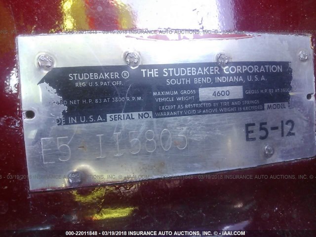 E5115803 - 1955 STUDEBAKER R SERIES  MAROON photo 9