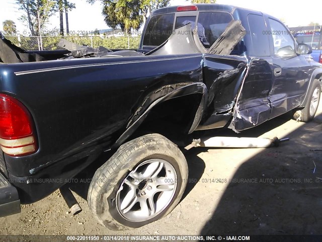 1B7GL12X32S666816 - 2002 DODGE DAKOTA SXT BLUE photo 6