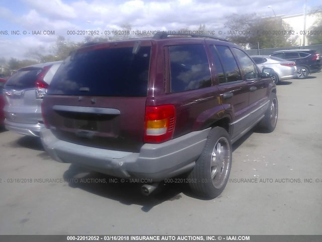 1J4GX48S11C556545 - 2001 JEEP GRAND CHEROKEE LAREDO BURGUNDY photo 4