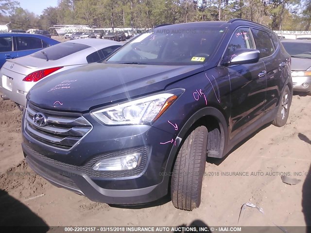 5XYZU3LB9GG317080 - 2016 HYUNDAI SANTA FE SPORT  BLUE photo 2