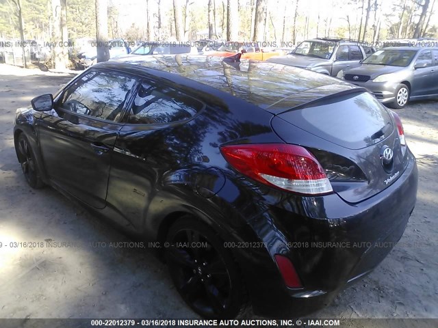 KMHTC6AD1CU071533 - 2012 HYUNDAI VELOSTER BLACK photo 3