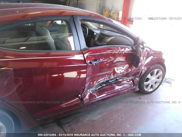 KMHDH4AE4DU612806 - 2013 HYUNDAI ELANTRA GLS/LIMITED RED photo 6