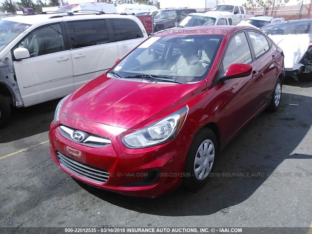 KMHCT4AEXDU497459 - 2013 HYUNDAI ACCENT GLS/GS RED photo 2