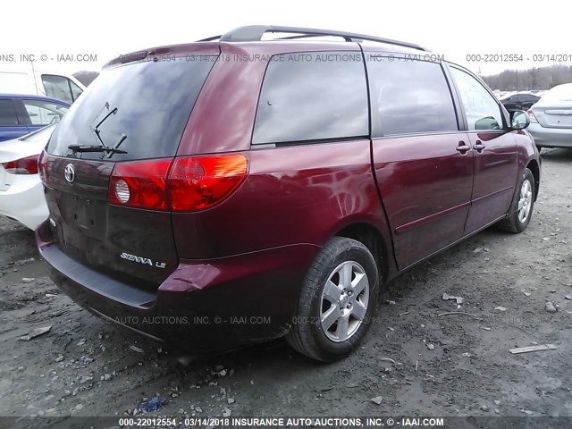 5TDKK4CC2AS331306 - 2010 TOYOTA SIENNA CE/LE RED photo 4