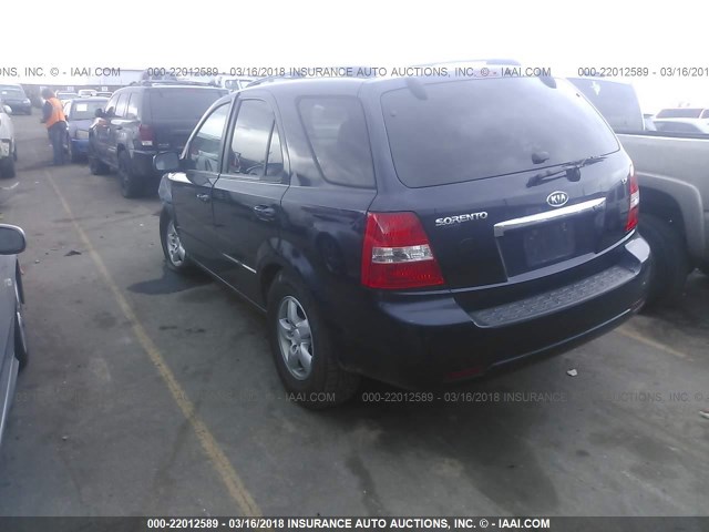 KNDJC735685790382 - 2008 KIA SORENTO EX/LX BLUE photo 3