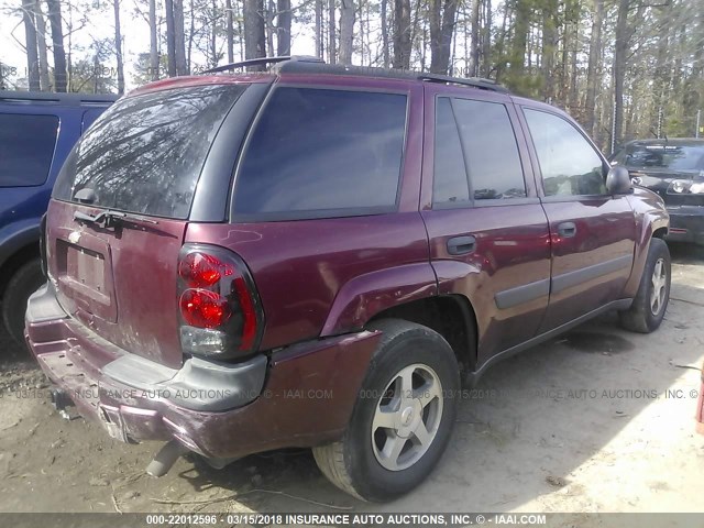 1GNDT13S052260459 - 2005 CHEVROLET TRAILBLAZER LS/LT BURGUNDY photo 4